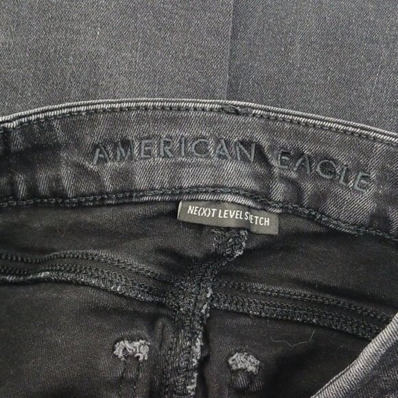 American Eagle Jeans Womens Size 4 Curvy High Rise Jegging Black Distressed - Picture 5 of 7